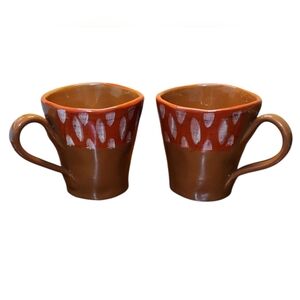 VTG Set Of 2 NOEMI Ceramiche ltaly‎ Umbria Coffee Cups With Terra Cotta Red